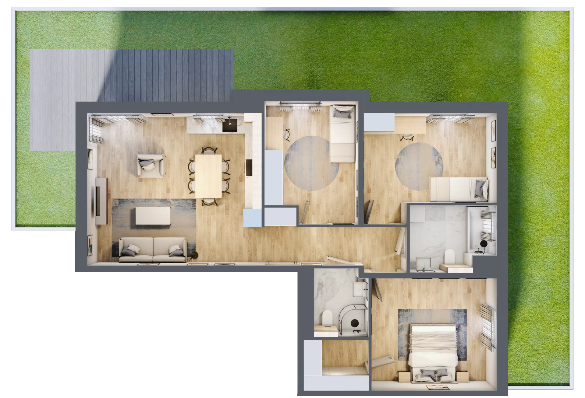 4 pokoje, mieszkanie 91,04 m², parter, oferta nr A7.0.1, Zacisze Marcelin III, Poznań, Ławica, Marcelin, ul. Leśnych Skrzatów