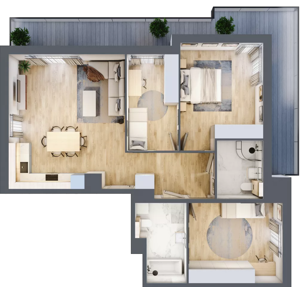4 pokoje, mieszkanie 87,02 m², piętro 2, oferta nr A8.2.1, Zacisze Marcelin III, Poznań, Ławica, Marcelin, ul. Leśnych Skrzatów