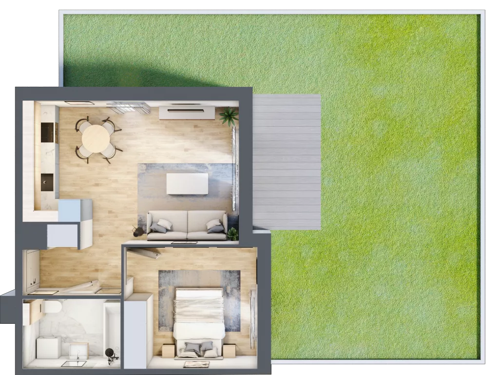 2 pokoje, mieszkanie 42,40 m², parter, oferta nr A8.0.1, Zacisze Marcelin III, Poznań, Ławica, Marcelin, ul. Leśnych Skrzatów