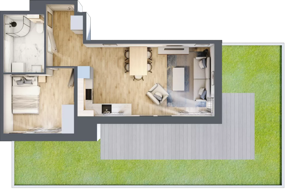2 pokoje, mieszkanie 45,54 m², parter, oferta nr A8.0.2, Zacisze Marcelin III, Poznań, Ławica, Marcelin, ul. Leśnych Skrzatów