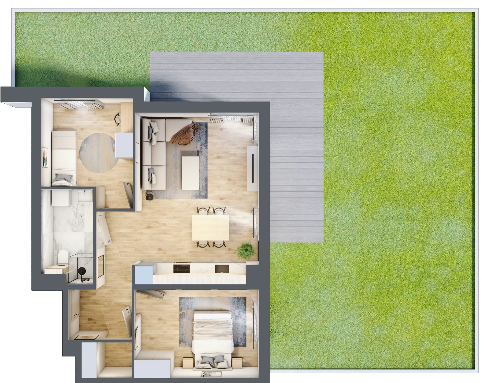 3 pokoje, mieszkanie 61,19 m², parter, oferta nr A9.0.1(N), Zacisze Marcelin III, Poznań, Ławica, Marcelin, ul. Leśnych Skrzatów