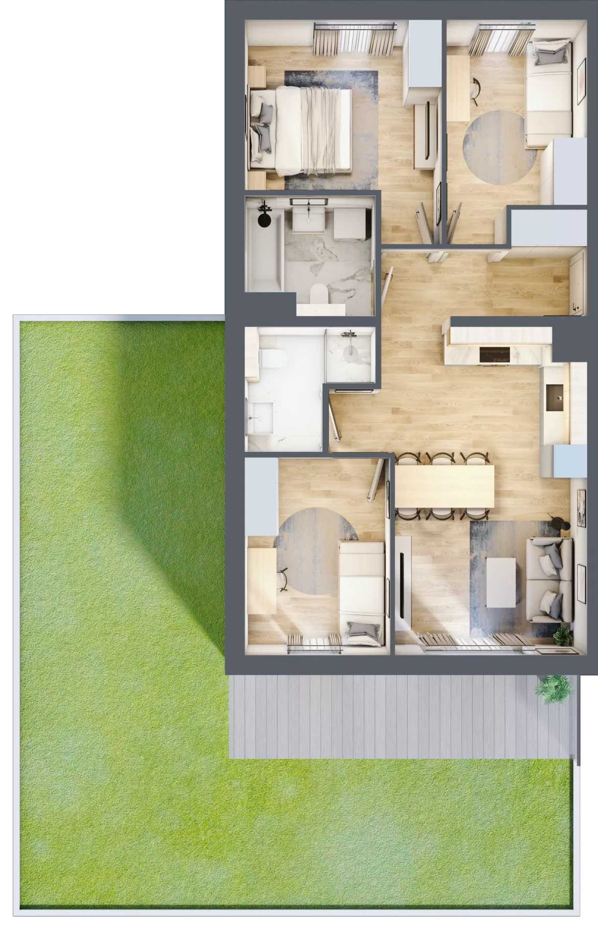 4 pokoje, mieszkanie 66,96 m², parter, oferta nr 100.0.03, ATAL Bronowice, Kraków, Bronowice, Bronowice Wielkie, ul. Starego Dębu