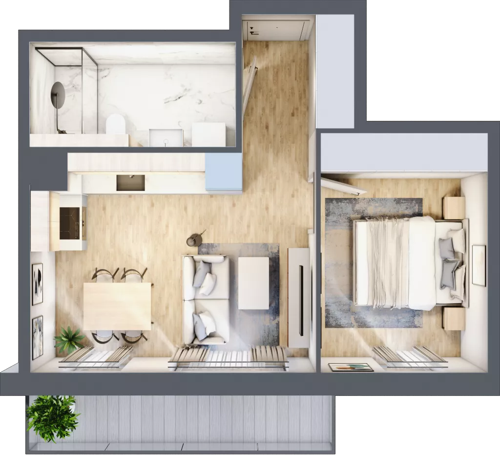 2 pokoje, mieszkanie 37,18 m², piętro 2, oferta nr 100.2.08, ATAL Bronowice, Kraków, Bronowice, Bronowice Wielkie, ul. Starego Dębu