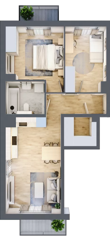 3 pokoje, mieszkanie 54,49 m², piętro 1, oferta nr 70.1.06, ATAL Bronowice, Kraków, Bronowice, Bronowice Wielkie, ul. Starego Dębu