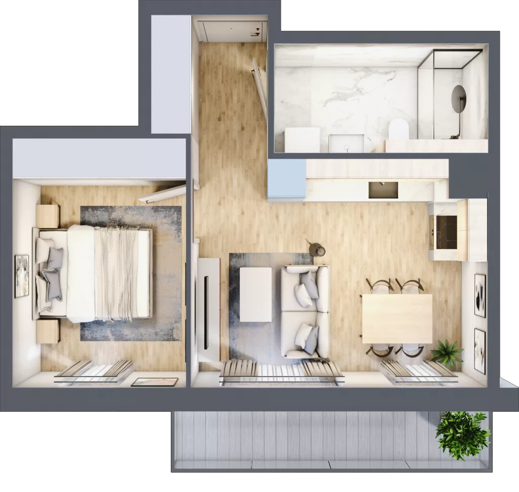 2 pokoje, mieszkanie 37,18 m², piętro 2, oferta nr 70.2.08, ATAL Bronowice, Kraków, Bronowice, Bronowice Wielkie, ul. Starego Dębu