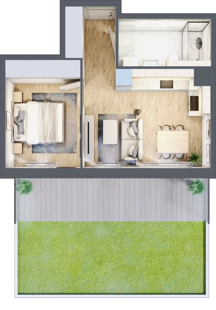 2 pokoje, mieszkanie 37,18 m², parter, oferta nr 70.0.02, ATAL Bronowice, Kraków, Bronowice, Bronowice Wielkie, ul. Starego Dębu