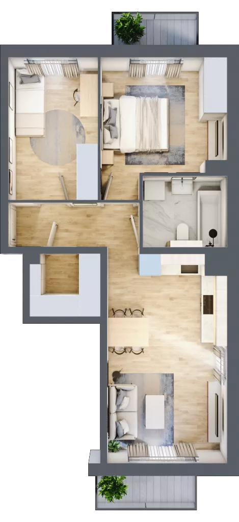 3 pokoje, mieszkanie 54,72 m², piętro 1, oferta nr 72.1.04, ATAL Bronowice, Kraków, Bronowice, Bronowice Wielkie, ul. Starego Dębu