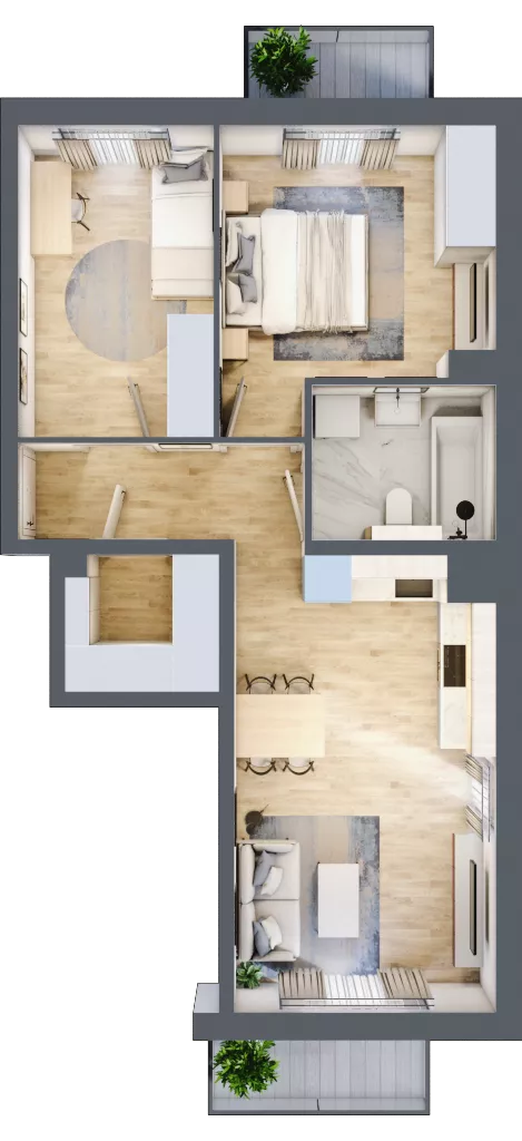 3 pokoje, mieszkanie 54,72 m², piętro 2, oferta nr 72.2.07, ATAL Bronowice, Kraków, Bronowice, Bronowice Wielkie, ul. Starego Dębu