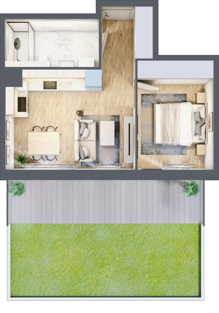 2 pokoje, mieszkanie 37,18 m², parter, oferta nr 72.0.02, ATAL Bronowice, Kraków, Bronowice, Bronowice Wielkie, ul. Starego Dębu