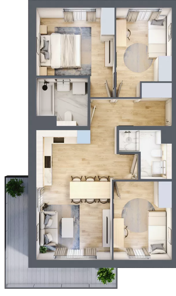 4 pokoje, mieszkanie 67,02 m², piętro 1, oferta nr 72.1.06, ATAL Bronowice, Kraków, Bronowice, Bronowice Wielkie, ul. Starego Dębu