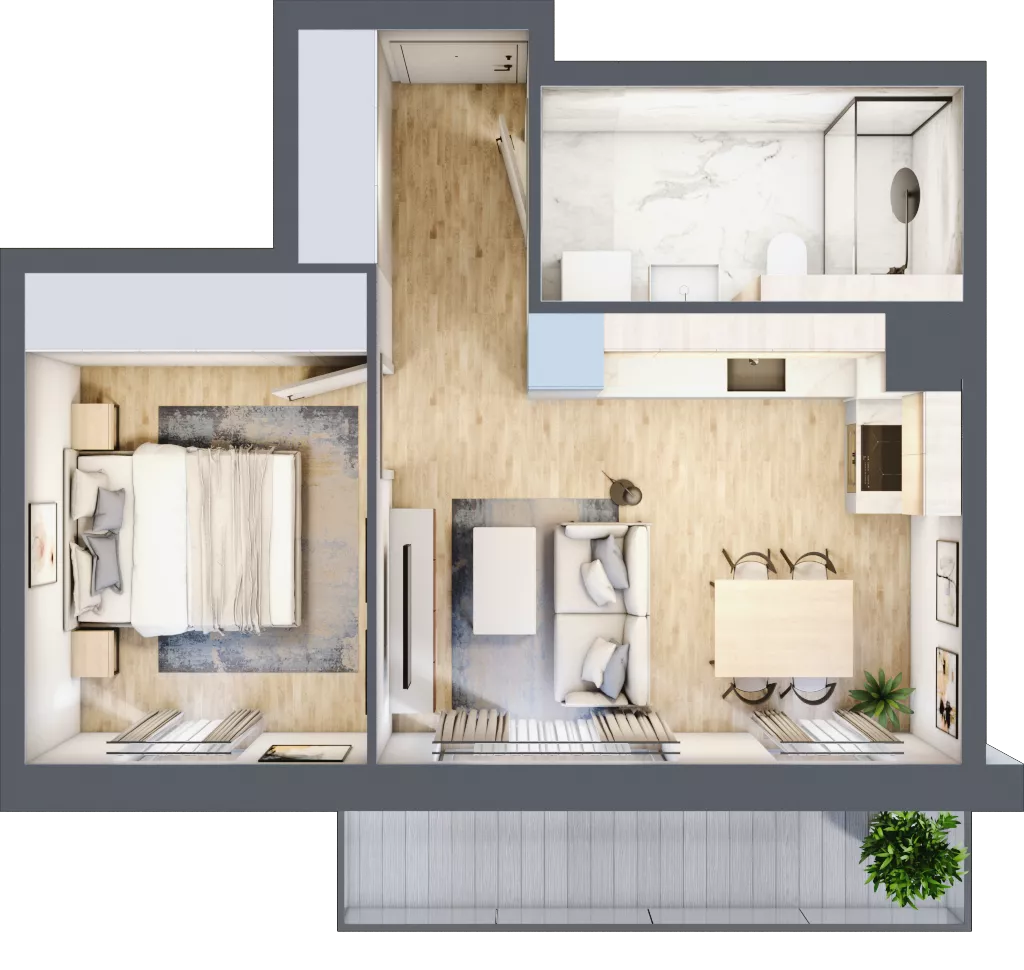 2 pokoje, mieszkanie 37,18 m², piętro 1, oferta nr 74.1.05, ATAL Bronowice, Kraków, Bronowice, Bronowice Wielkie, ul. Starego Dębu