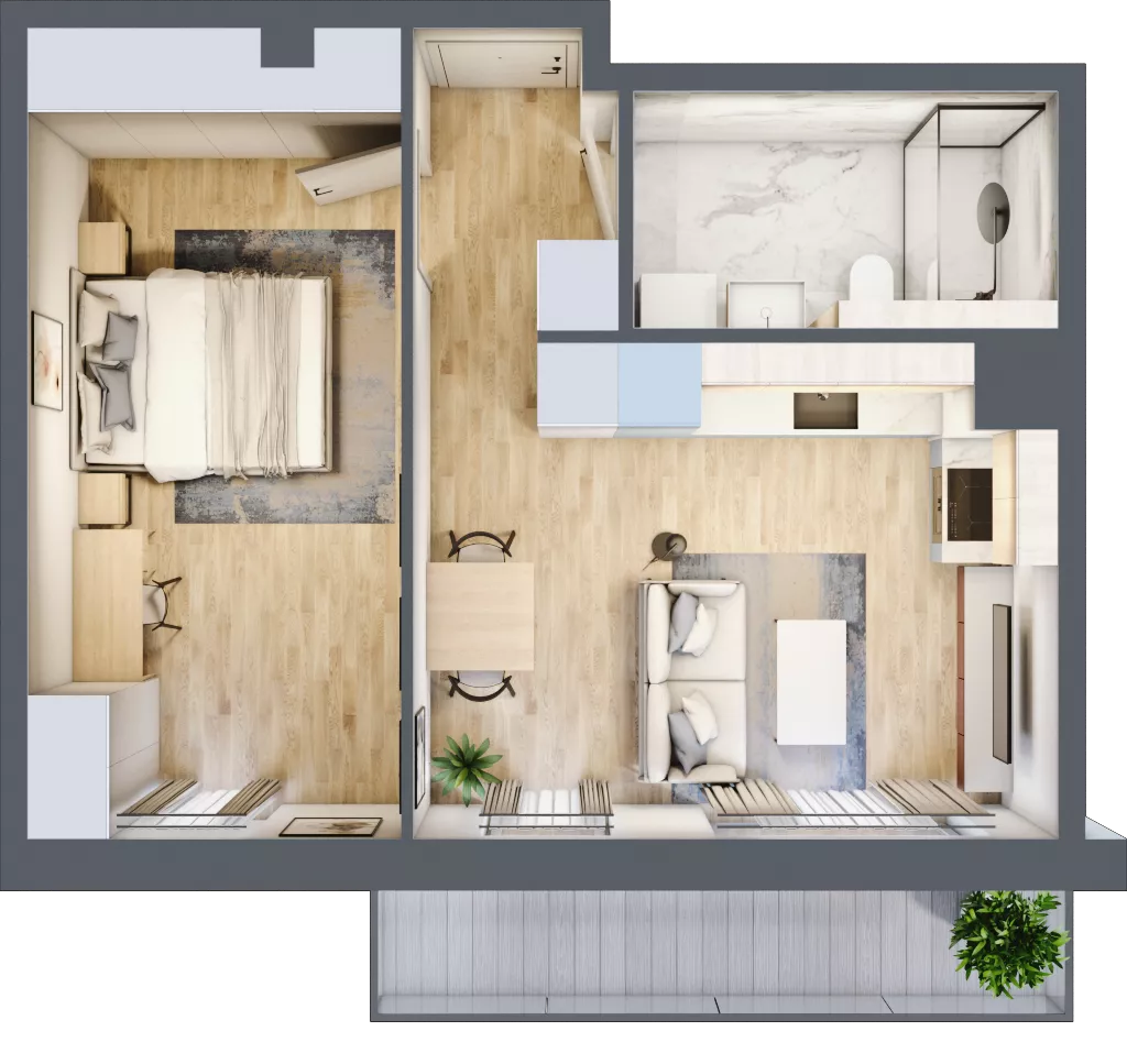 2 pokoje, mieszkanie 36,44 m², piętro 3, oferta nr 74.3.11, ATAL Bronowice, Kraków, Bronowice, Bronowice Wielkie, ul. Starego Dębu