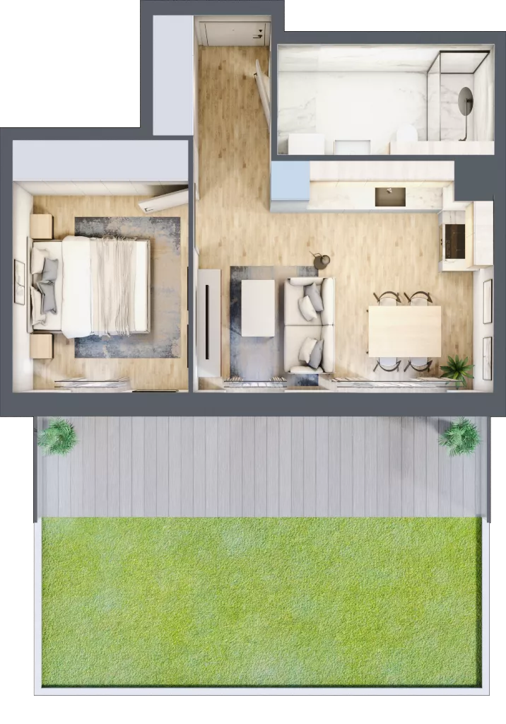 2 pokoje, mieszkanie 37,18 m², parter, oferta nr 74.0.02, ATAL Bronowice, Kraków, Bronowice, Bronowice Wielkie, ul. Starego Dębu