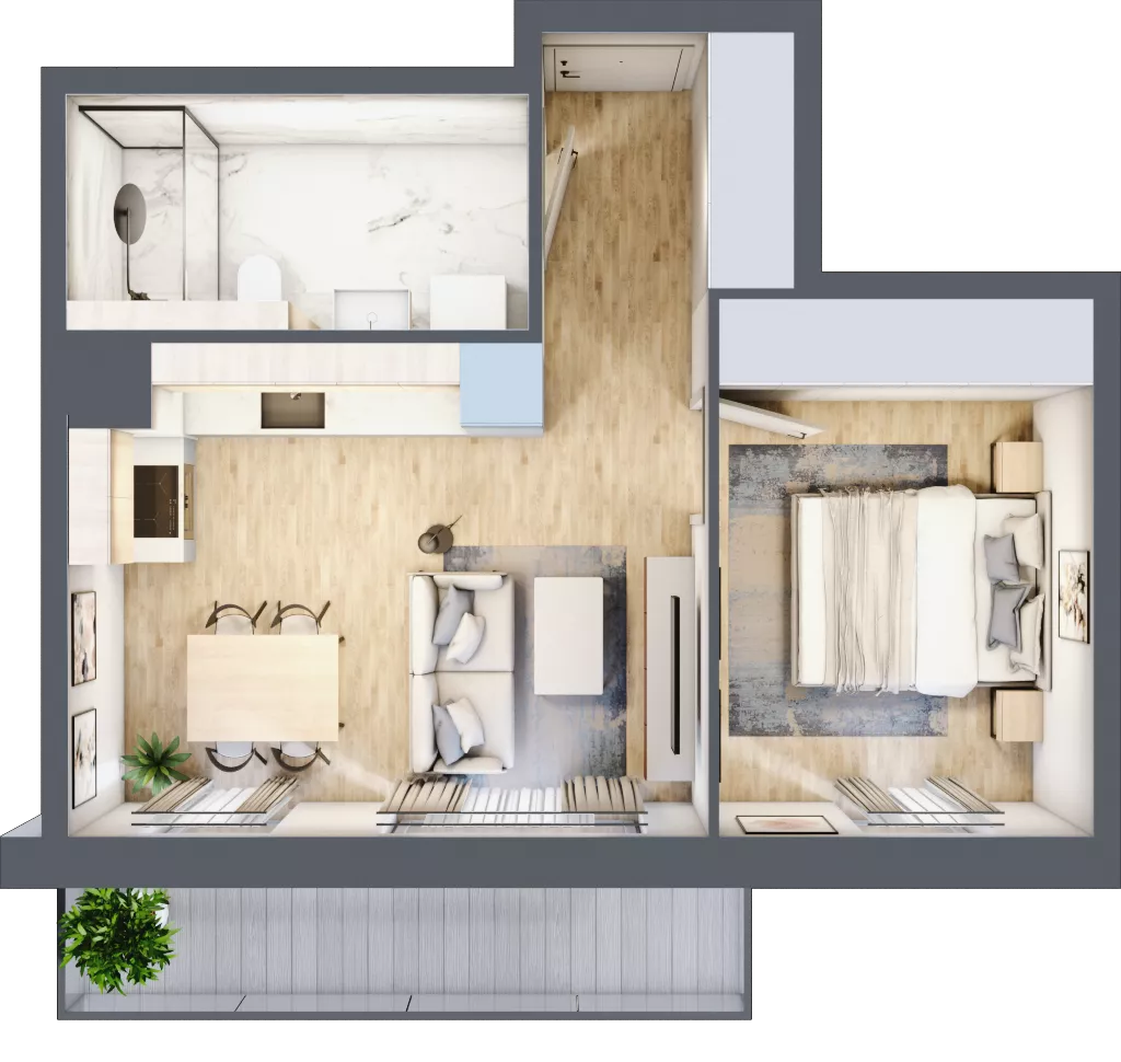 2 pokoje, mieszkanie 37,18 m², piętro 2, oferta nr 76.2.08, ATAL Bronowice, Kraków, Bronowice, Bronowice Wielkie, ul. Starego Dębu