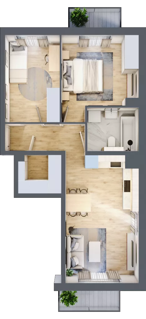 3 pokoje, mieszkanie 54,72 m², piętro 1, oferta nr 76.1.04, ATAL Bronowice, Kraków, Bronowice, Bronowice Wielkie, ul. Starego Dębu