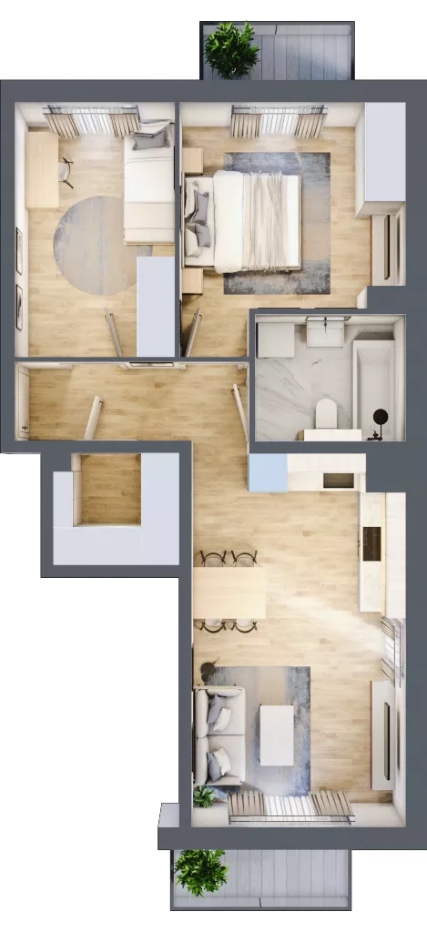 3 pokoje, mieszkanie 54,72 m², piętro 2, oferta nr 76.2.07, ATAL Bronowice, Kraków, Bronowice, Bronowice Wielkie, ul. Starego Dębu