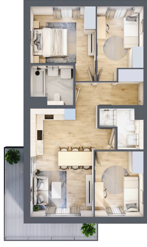4 pokoje, mieszkanie 67,02 m², piętro 1, oferta nr 78.1.06, ATAL Bronowice, Kraków, Bronowice, Bronowice Wielkie, ul. Starego Dębu