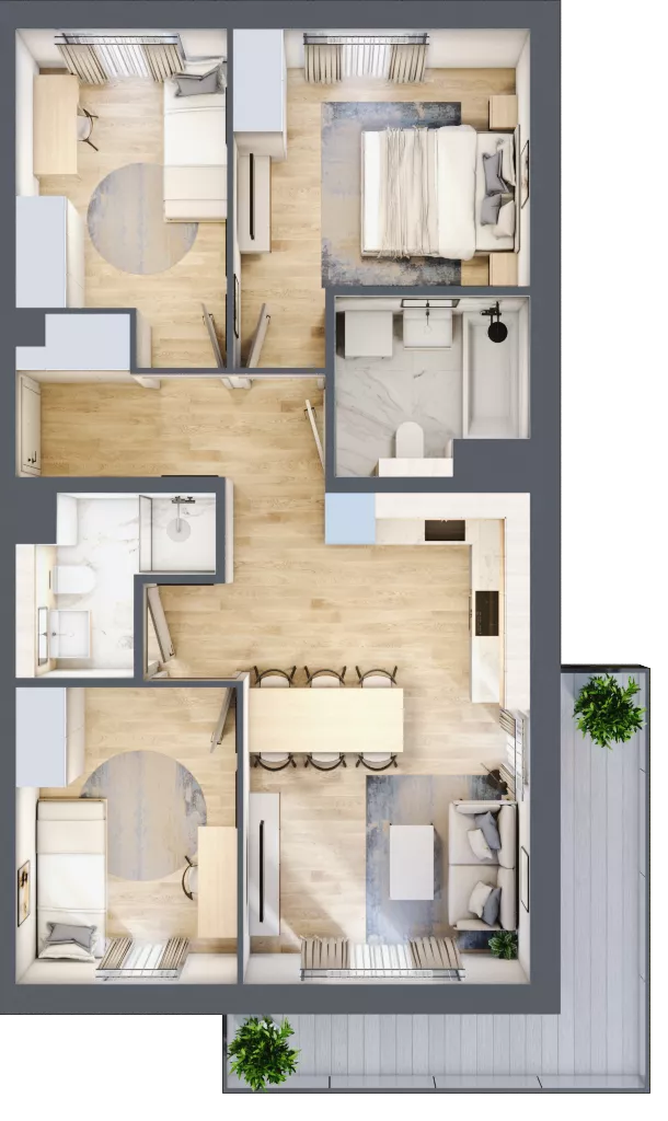 4 pokoje, mieszkanie 66,89 m², piętro 2, oferta nr 82.2.06, ATAL Bronowice, Kraków, Bronowice, Bronowice Wielkie, ul. Starego Dębu