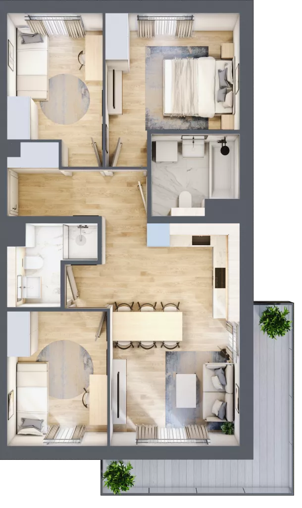 4 pokoje, mieszkanie 66,89 m², piętro 1, oferta nr 82.1.03, ATAL Bronowice, Kraków, Bronowice, Bronowice Wielkie, ul. Starego Dębu