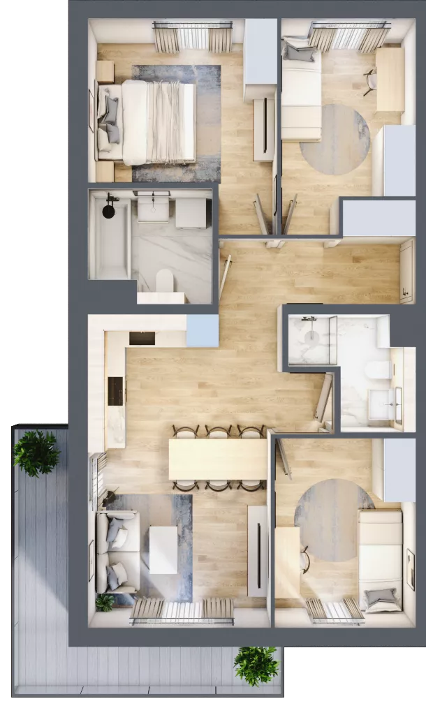 4 pokoje, mieszkanie 67,02 m², piętro 2, oferta nr 84.2.08, ATAL Bronowice, Kraków, Bronowice, Bronowice Wielkie, ul. Starego Dębu