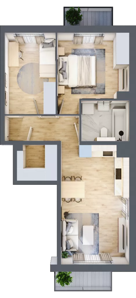 3 pokoje, mieszkanie 54,72 m², piętro 2, oferta nr 84.2.06, ATAL Bronowice, Kraków, Bronowice, Bronowice Wielkie, ul. Starego Dębu