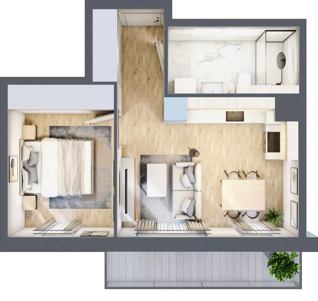 2 pokoje, mieszkanie 37,18 m², piętro 1, oferta nr 88.1.04, ATAL Bronowice, Kraków, Bronowice, Bronowice Wielkie, ul. Starego Dębu