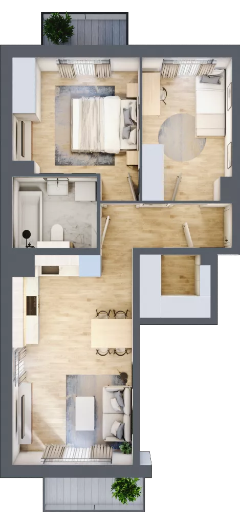 3 pokoje, mieszkanie 54,49 m², piętro 1, oferta nr 88.1.05, ATAL Bronowice, Kraków, Bronowice, Bronowice Wielkie, ul. Starego Dębu
