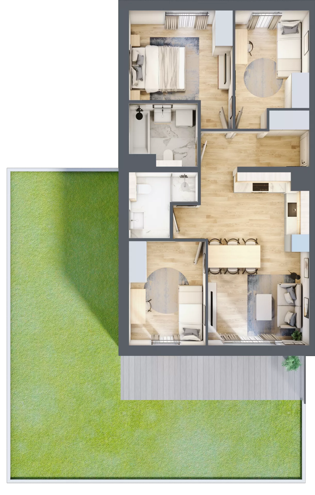 4 pokoje, mieszkanie 66,96 m², parter, oferta nr 90.0.02, ATAL Bronowice, Kraków, Bronowice, Bronowice Wielkie, ul. Starego Dębu