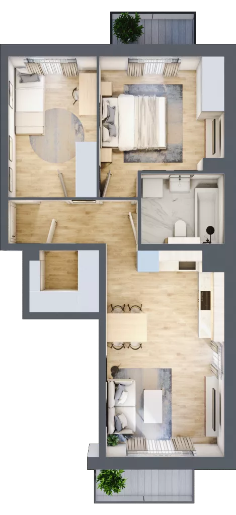 3 pokoje, mieszkanie 54,72 m², piętro 1, oferta nr 90.1.03, ATAL Bronowice, Kraków, Bronowice, Bronowice Wielkie, ul. Starego Dębu