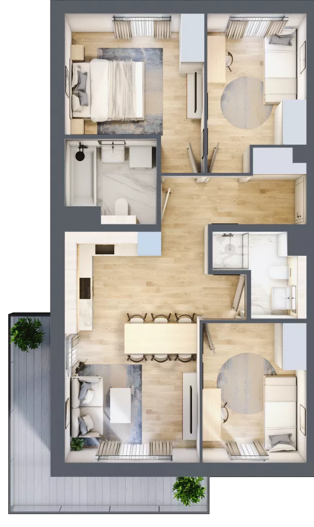 4 pokoje, mieszkanie 66,89 m², piętro 1, oferta nr 94.1.06, ATAL Bronowice, Kraków, Bronowice, Bronowice Wielkie, ul. Starego Dębu