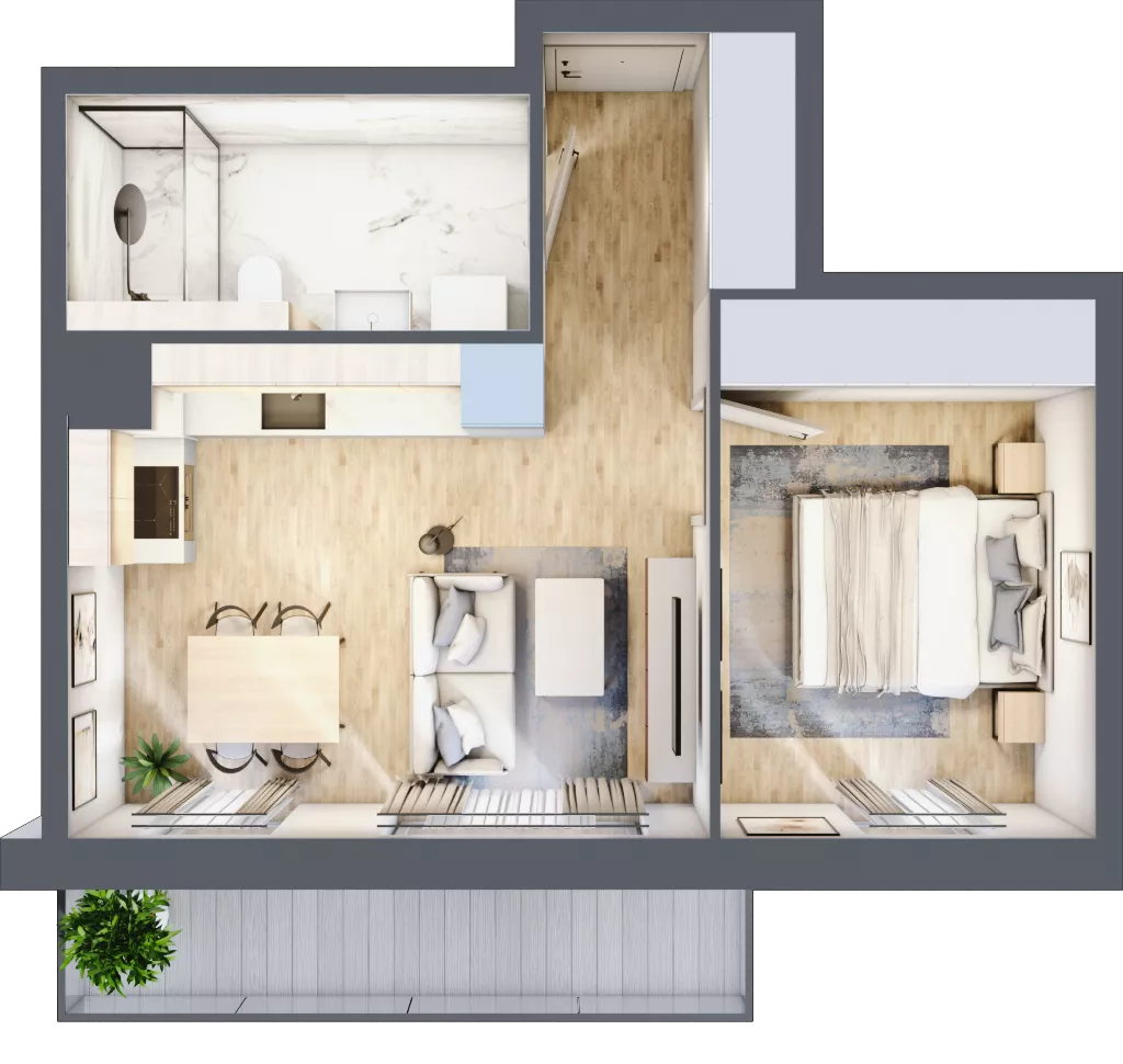 2 pokoje, mieszkanie 37,18 m², piętro 2, oferta nr 94.2.08, ATAL Bronowice, Kraków, Bronowice, Bronowice Wielkie, ul. Starego Dębu