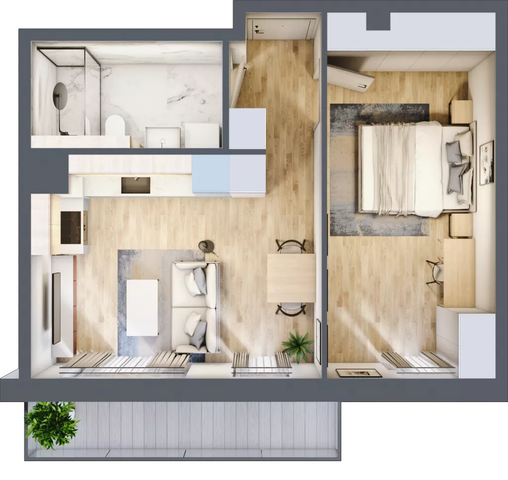 2 pokoje, mieszkanie 36,44 m², piętro 3, oferta nr 94.3.11, ATAL Bronowice, Kraków, Bronowice, Bronowice Wielkie, ul. Starego Dębu