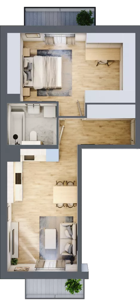2 pokoje, mieszkanie 44,24 m², piętro 3, oferta nr 96.3.12, ATAL Bronowice, Kraków, Bronowice, Bronowice Wielkie, ul. Starego Dębu