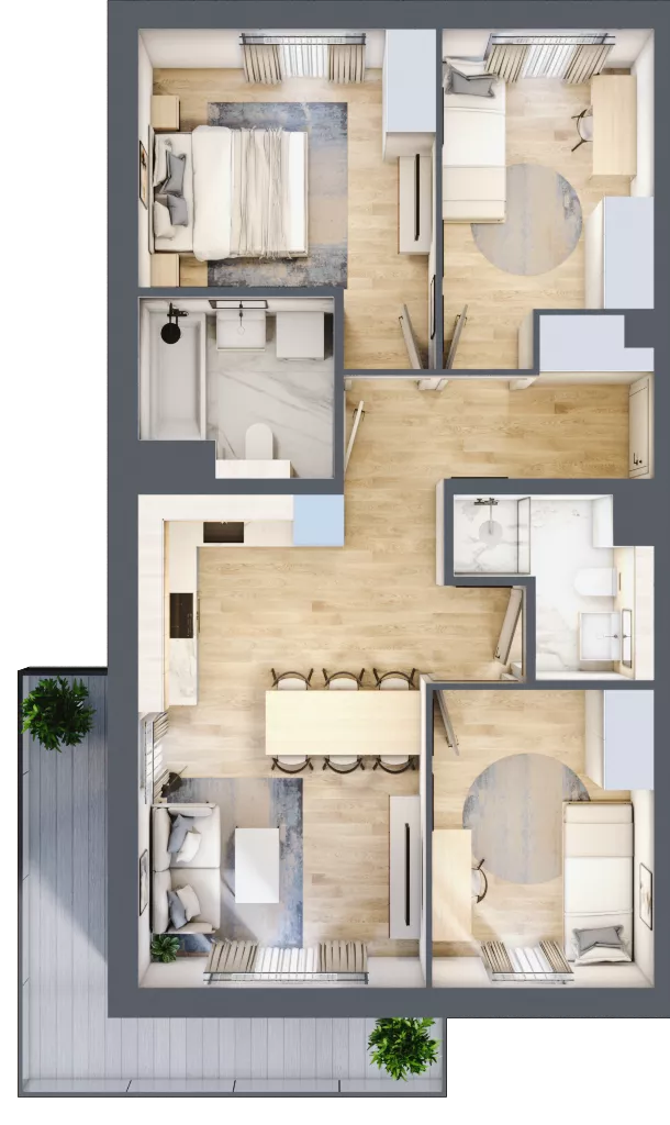 4 pokoje, mieszkanie 66,89 m², piętro 2, oferta nr 98.2.09, ATAL Bronowice, Kraków, Bronowice, Bronowice Wielkie, ul. Starego Dębu