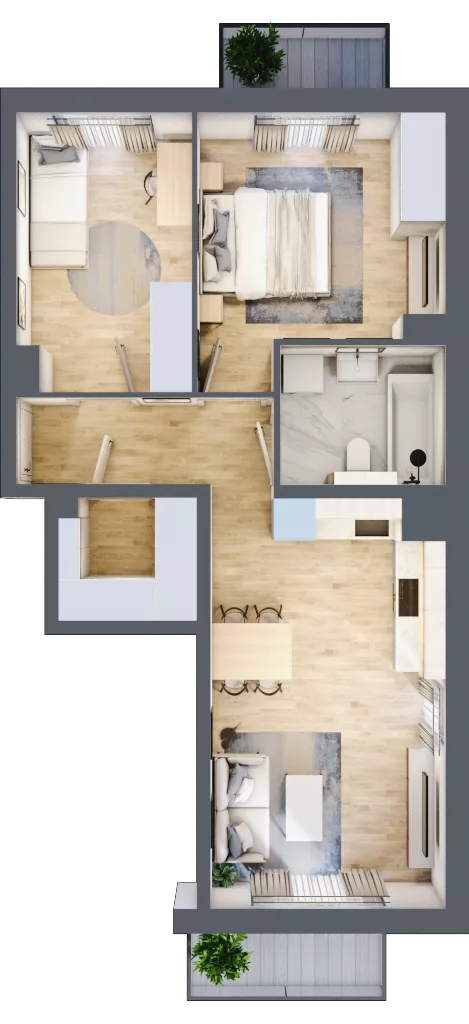 3 pokoje, mieszkanie 54,49 m², piętro 1, oferta nr 98.1.04, ATAL Bronowice, Kraków, Bronowice, Bronowice Wielkie, ul. Starego Dębu