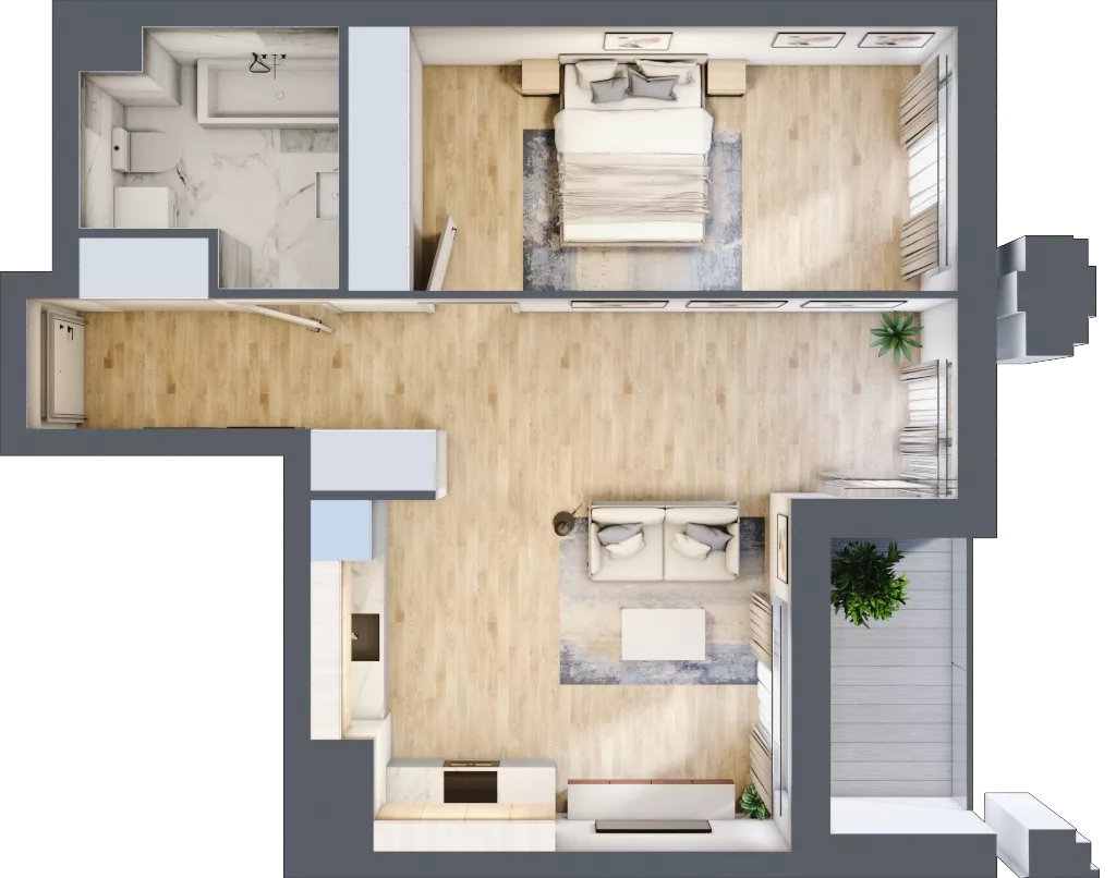 2 pokoje, mieszkanie 54,69 m², piętro 1, oferta nr A1.2/054, Fabrica URSUS, Warszawa, Ursus, Szamoty, ul. Dyrekcyjna