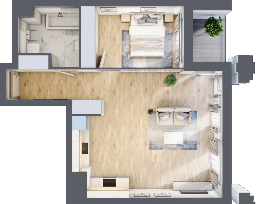 2 pokoje, mieszkanie 55,93 m², piętro 2, oferta nr A1.2/061, Fabrica URSUS, Warszawa, Ursus, Szamoty, ul. Dyrekcyjna