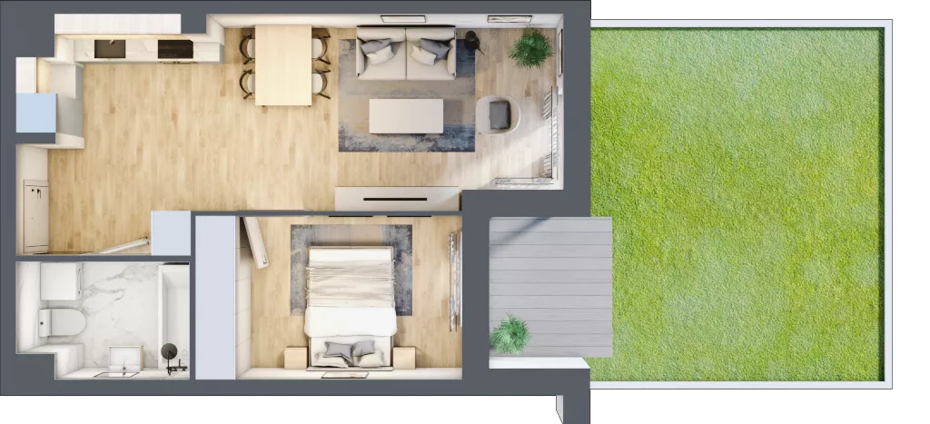 2 pokoje, mieszkanie 40,08 m², parter, oferta nr A.0.45, My Forest, Warszawa, Białołęka, ul. Modlińska 342