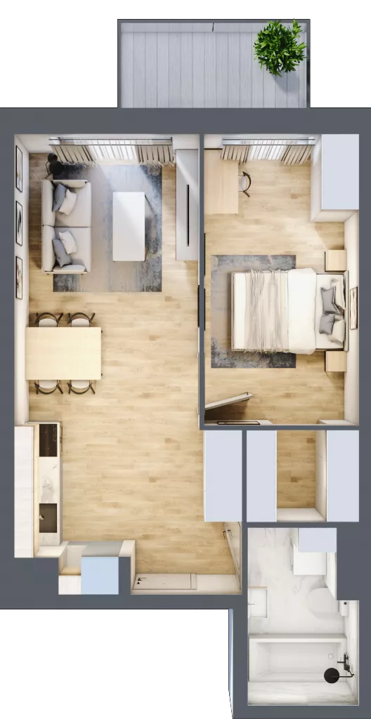 2 pokoje, mieszkanie 42,57 m², piętro 1, oferta nr A.1.54, My Forest, Warszawa, Białołęka, ul. Modlińska 342