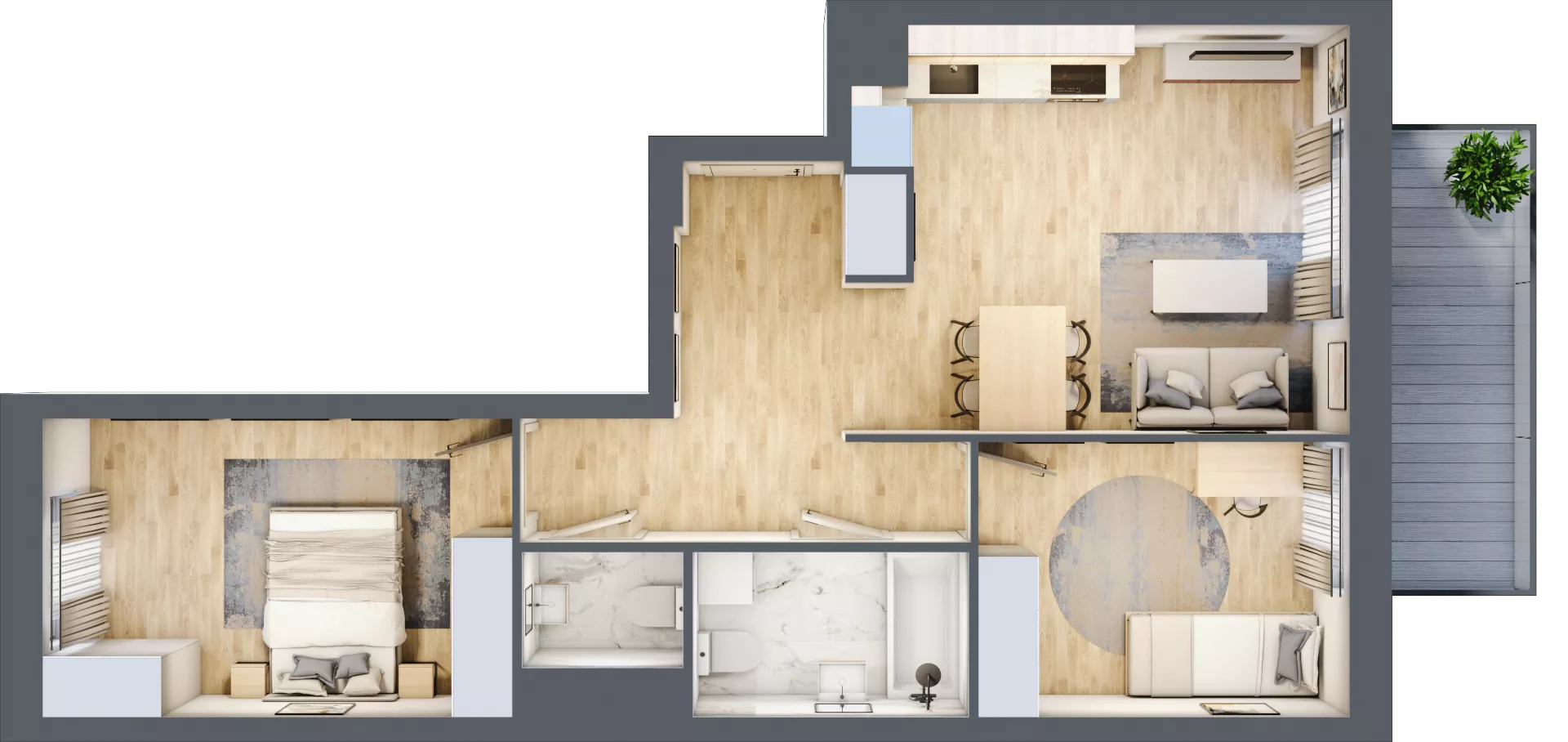 3 pokoje, mieszkanie 59,74 m², piętro 1, oferta nr A.1.74, My Forest, Warszawa, Białołęka, ul. Modlińska 342