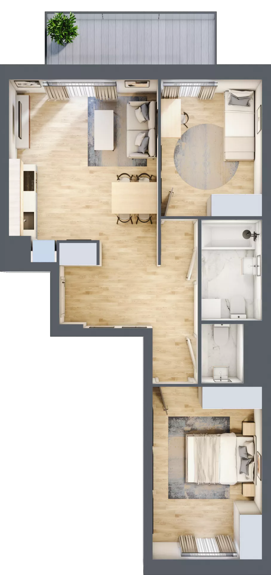 3 pokoje, mieszkanie 59,62 m², piętro 1, oferta nr B.1.06, My Forest, Warszawa, Białołęka, ul. Modlińska 342