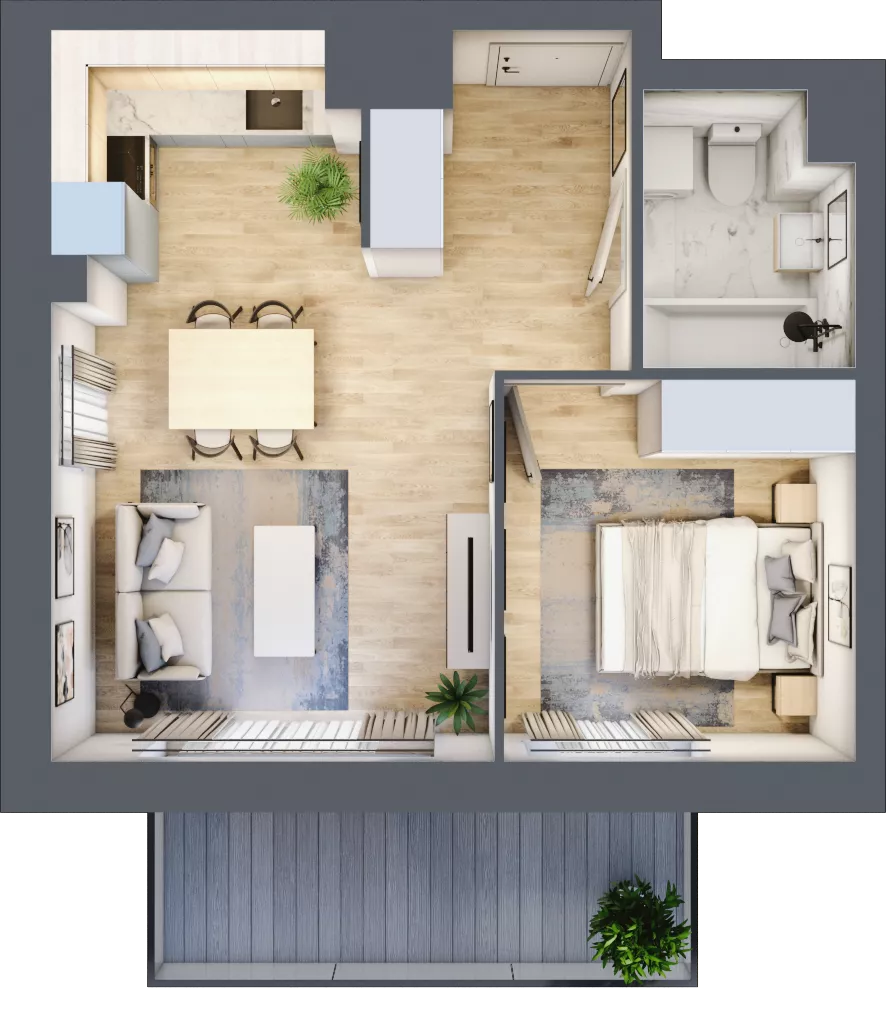 2 pokoje, mieszkanie 37,21 m², piętro 1, oferta nr B.1.09, My Forest, Warszawa, Białołęka, ul. Modlińska 342