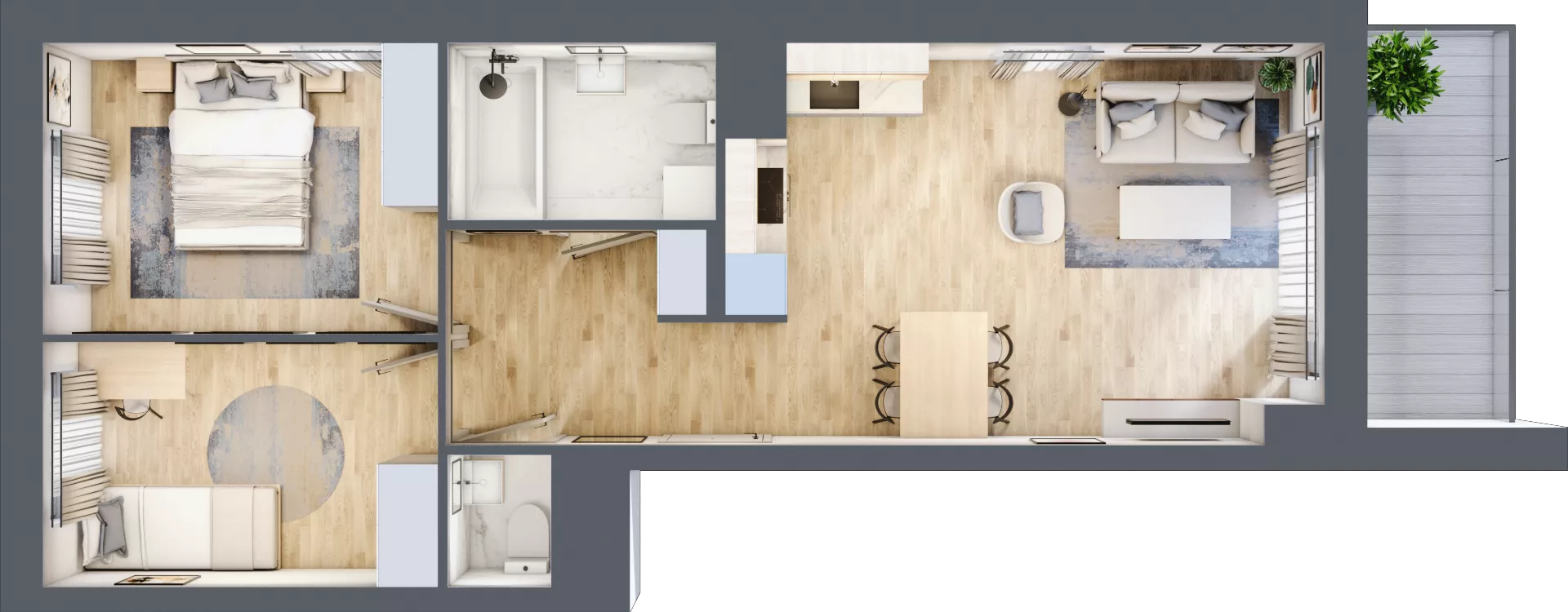 3 pokoje, mieszkanie 53,96 m², piętro 1, oferta nr B.1.35, My Forest, Warszawa, Białołęka, ul. Modlińska 342