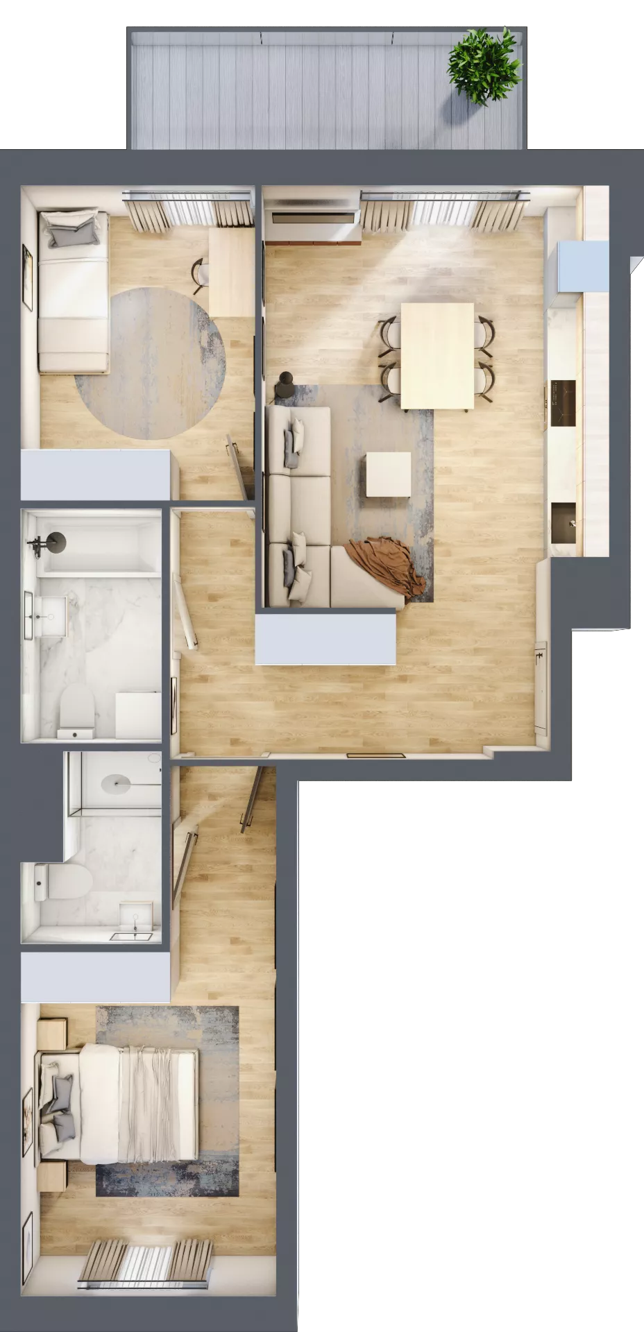 3 pokoje, mieszkanie 60,96 m², piętro 1, oferta nr B.1.23, My Forest, Warszawa, Białołęka, ul. Modlińska 342
