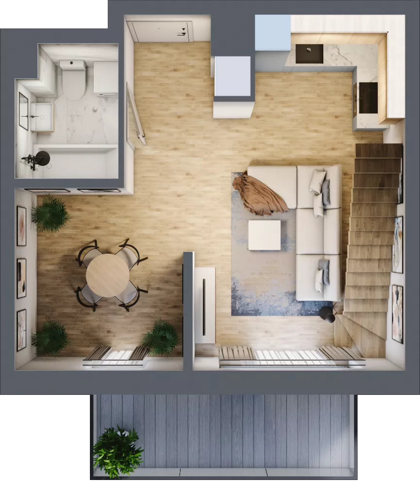 3 pokoje, mieszkanie 37,27 m², piętro 2, oferta nr B.2.12, My Forest, Warszawa, Białołęka, ul. Modlińska 342
