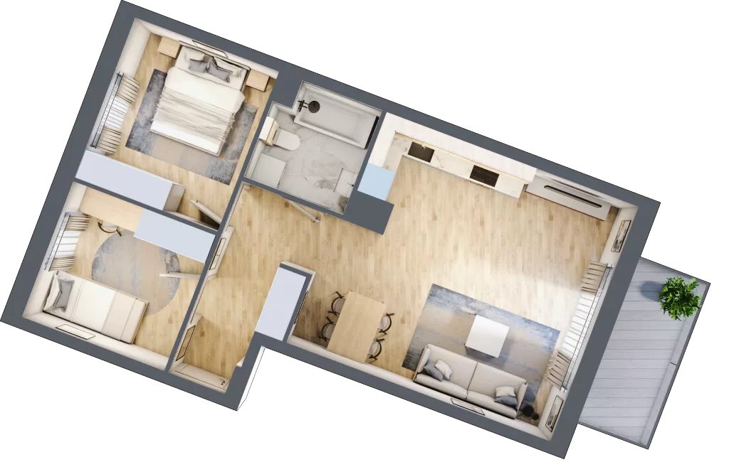 3 pokoje, mieszkanie 56,83 m², piętro 3, oferta nr 106F/M076, Miasteczko Jutrzenki Dzielnica Hortensji, Warszawa, Włochy, ul. Jutrzenki 106F