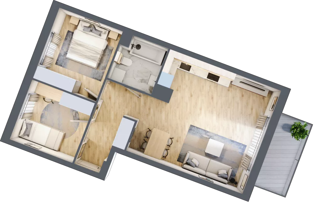 3 pokoje, mieszkanie 56,83 m², piętro 6, oferta nr 106F/M091, Miasteczko Jutrzenki Dzielnica Hortensji, Warszawa, Włochy, ul. Jutrzenki 106F