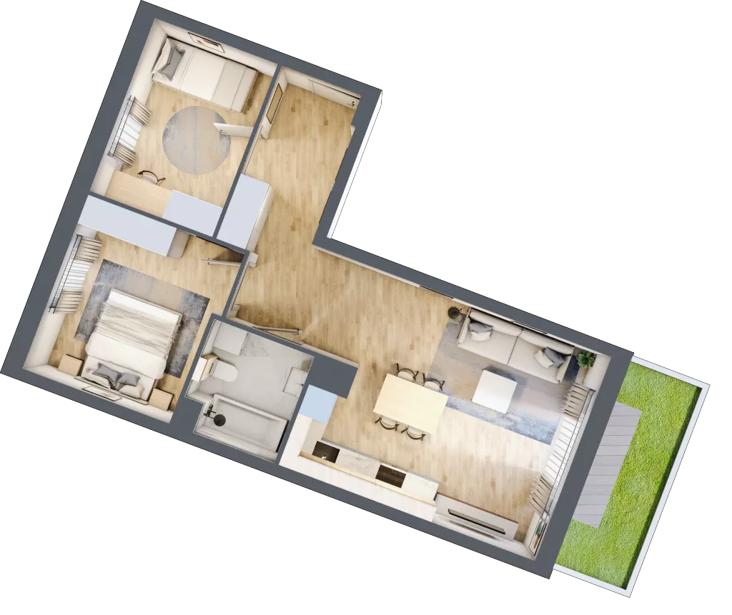 3 pokoje, mieszkanie 56,48 m², parter, oferta nr 106F/M096, Miasteczko Jutrzenki Dzielnica Hortensji, Warszawa, Włochy, ul. Jutrzenki 106F