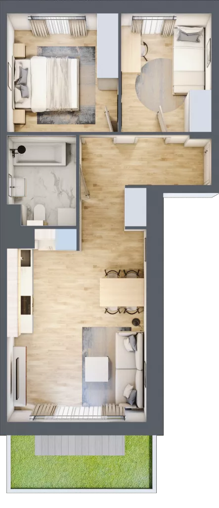3 pokoje, mieszkanie 51,66 m², parter, oferta nr 106F/M065, Miasteczko Jutrzenki Dzielnica Hortensji, Warszawa, Włochy, ul. Jutrzenki 106F
