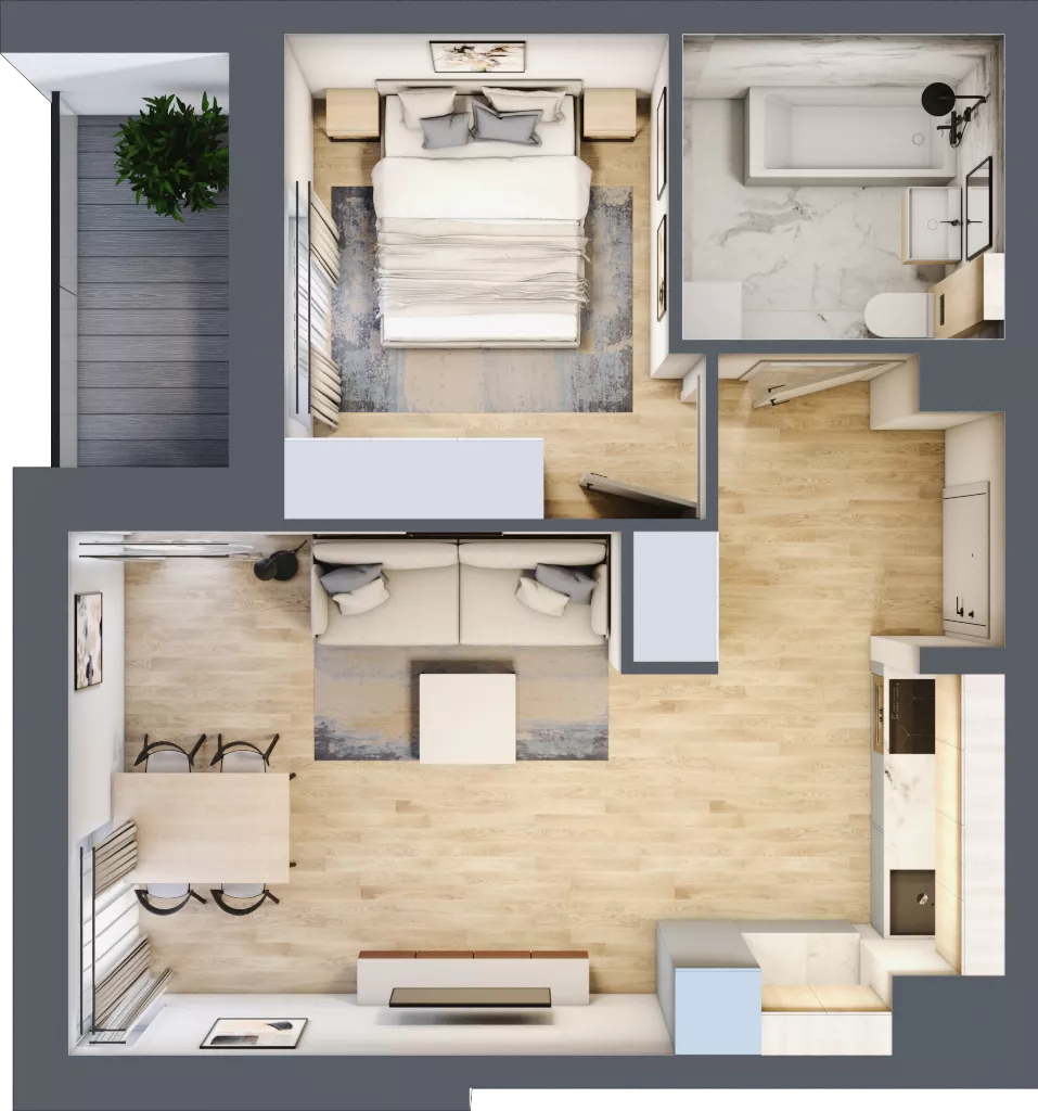 2 pokoje, mieszkanie 39,08 m², piętro 5, oferta nr 106F/M022, Miasteczko Jutrzenki Dzielnica Hortensji, Warszawa, Włochy, ul. Jutrzenki 106F